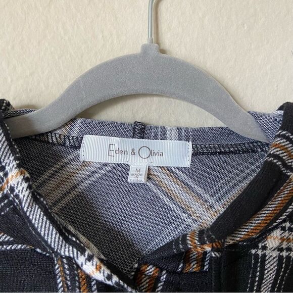 Eden & Olivia Black Shirt Button Down Plaid Size M - Picture 7 of 8